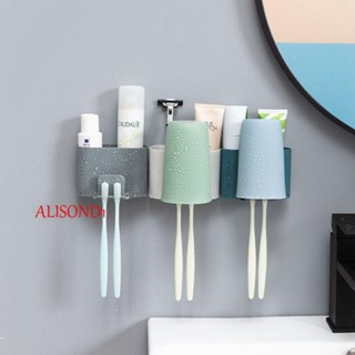 ALISOND1 Traceless Toothbrush Holder Creative Toothbrush Stand Rack Toothpaste Storage Rack Tooth Brush Dispenser Wall-Mounted 1pc Bathroom Accessories Punch-Free Hot Tooth Cup Rack/Multicolor