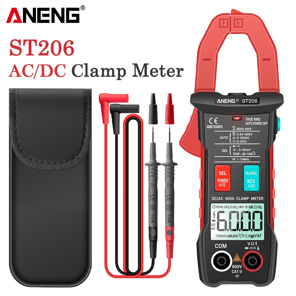 AANENG ST206 Digital Multimeter Clamps Meter 6000 counts True RMS Amp