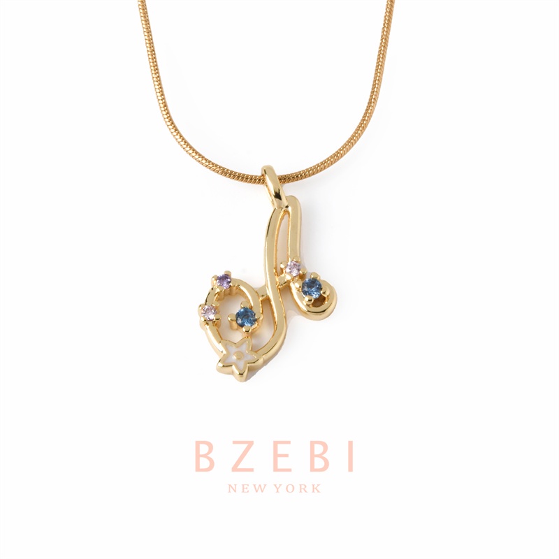 BZEBI สร้อยตัวอักษร จี้ ผู้หญิง สแตนเลส  a z แฟชั่น คอทอง แฟชั่นผู้หญิง แฟชั่นสไตล์เกาหลี เครื่องประดับ สําหรับผู้หญิง 787n