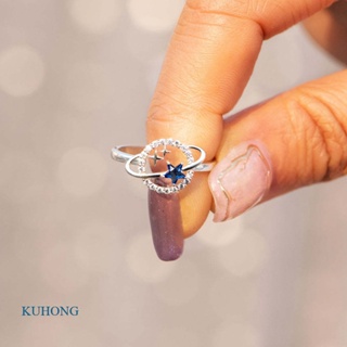 Kuhong แหวนหมั้น ประดับเพทาย คริสตัล รูปดาวเคราะห์ สวยงาม สําหรับผู้หญิง เด็กผู้หญิง