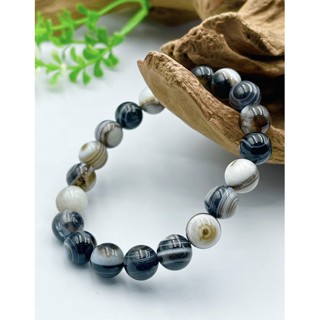 Natural Eyes Agate  Bead Bracelet, Genuine Round Beaded Healing Crystal Bracelet Men Women Stretchy Bracelet