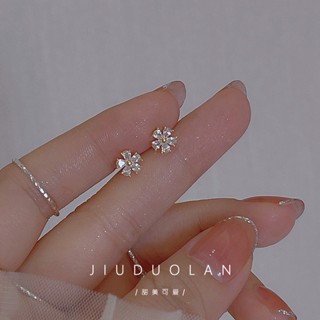 [JiuDuoLan] ต่างหูเพทาย จี้ดอกไม้ หรูหรา สไตล์เกาหลี สําหรับผู้หญิง