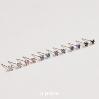 A.piece ต่างหู [Silver 925 pin+Brass] Crown cubic stud earrings