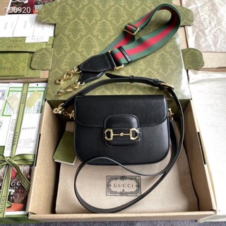 คุณภาพสูง (พร้อมกล่อง) Gucci Mini Saddle Bag 1955 Original 100%/Leather Shoulder Bag For Women