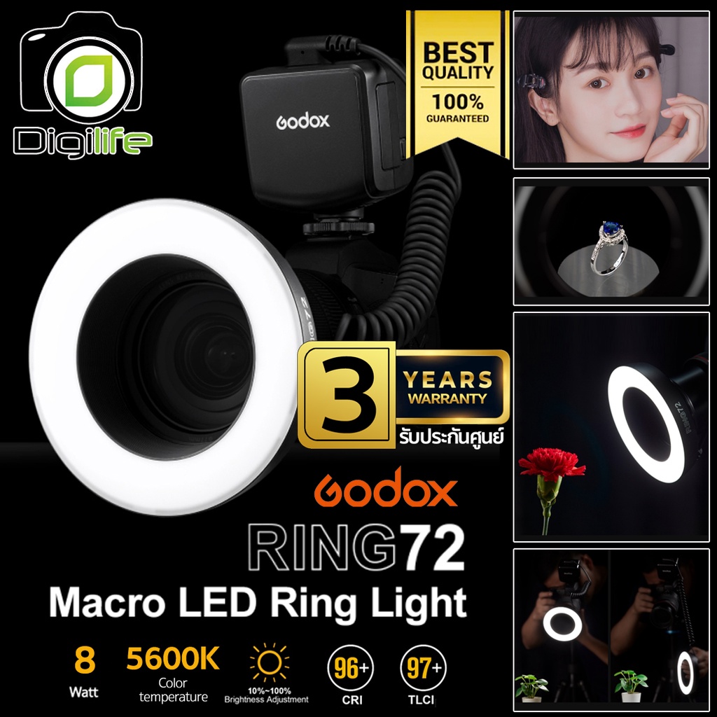 Godox LED Ring72 Macro Ring Light 8W 5600K ไฟถ่ายสินค้า ไฟมาโคร รับประกันศูนย์ Godox Thailand
