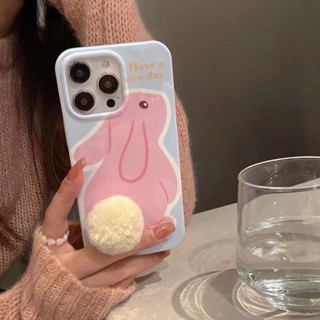 เคสโทรศัพท์มือถือ ประดับขนกระต่ายน่ารัก สําหรับ iPhone 11 11promax 12 12promax 13 13promax 14 14plus 14promax