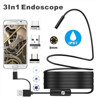 [พร้อมส่ง]Foxwell Endoscope 3in1 TYPE-C Microusb กล้องตรวจสอบเลนส์ 8 มม. กันน้ํา IP67 สําหรับรถยนต์ โทรศัพท์ PC