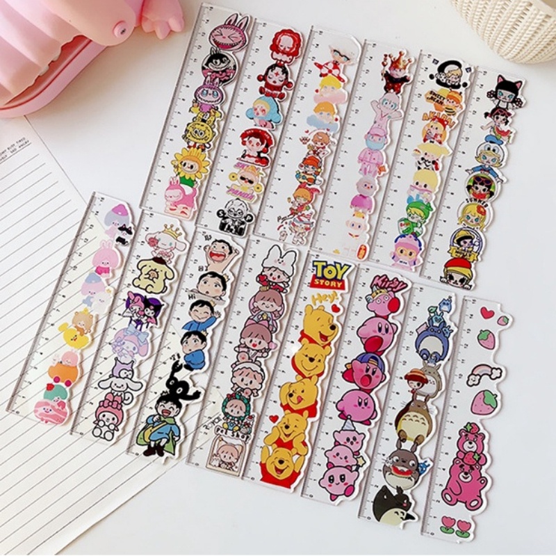 ไม้บรรทัดอะคริลิคใส ลายการ์ตูนน่ารัก อุปกรณ์เครื่องเขียนนักเรียน