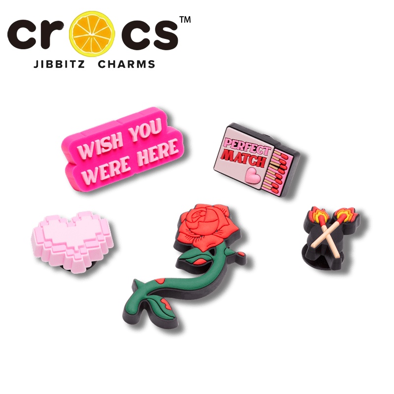 jibbitz crocs charms set ตัวติดรองเท้า แท้ ชุดวาเลนไทน์ Girly 5 แพ็ก กระดุม crocs สีชมพู เด็กผู้หญิง jibbitz ชุด