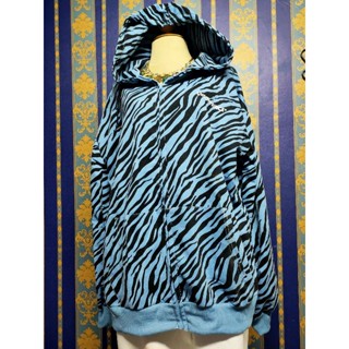 เสื้อแจ๊คเก็ต แขนยาว มีฮู้ด ซิปหน้า ลายพรางสีฟ้า ผ้าดี ใส่สบาย 120-240 อก50-52 ยาว27