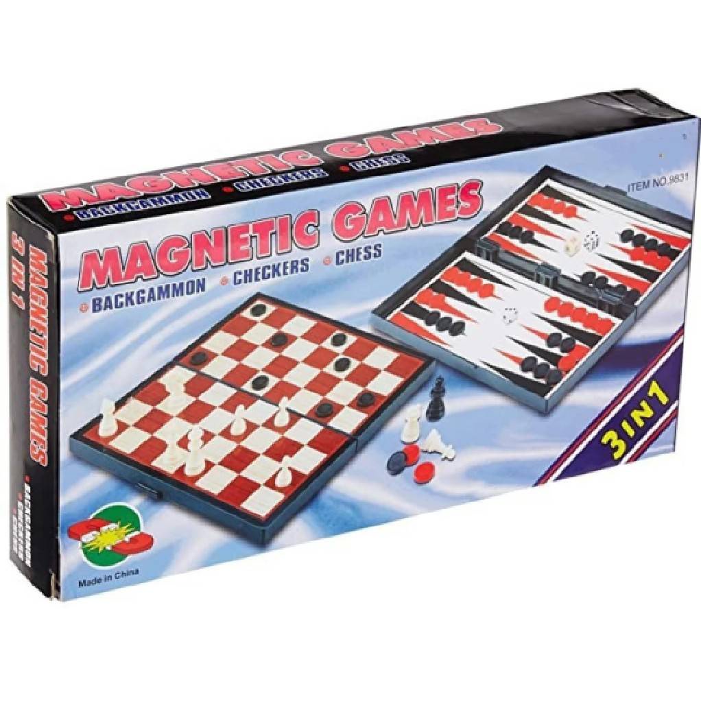 เกมกระดาน  Royaldeals 3-in-1 Folding Plastic Magnetic Chess เกมกระดาน 3 ใน 1 Megnetic Broad Game 3 i
