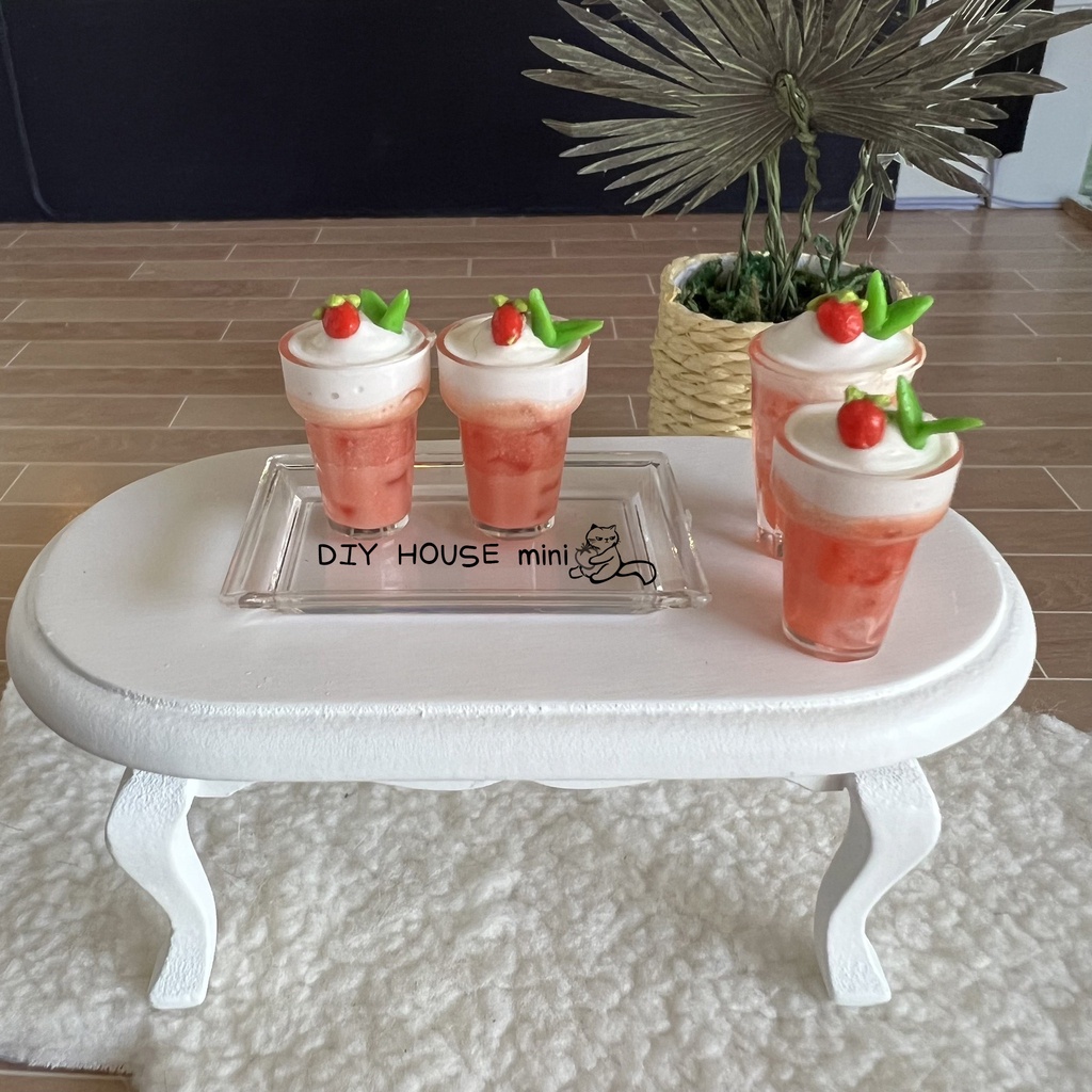 สตอรว์เบอรี่สมูทตี้จิ๋ว แก้วน้ำหวานจิ๋ว สมูทตี้จิ๋ว น้ำผลไม้ดินปั้นจิ๋ว [ราคา/1ชิ้น] #ของจิ๋ว #miniature