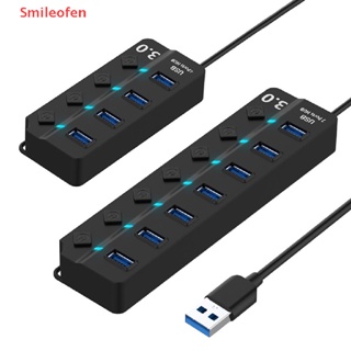 [Smileofen] อะแดปเตอร์ฮับ USB 3.0 4/7 พอร์ต 5Gbps ความเร็วสูง สวิตช์เปิด/ปิด AC สําหรับ PC ใหม่