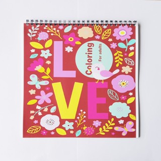 (พร้อมส่ง) สมุดระบายสี ลาย Peace and Love ขนาด 21x21 ซม. สําหรับเด็ก และผู้ใหญ่