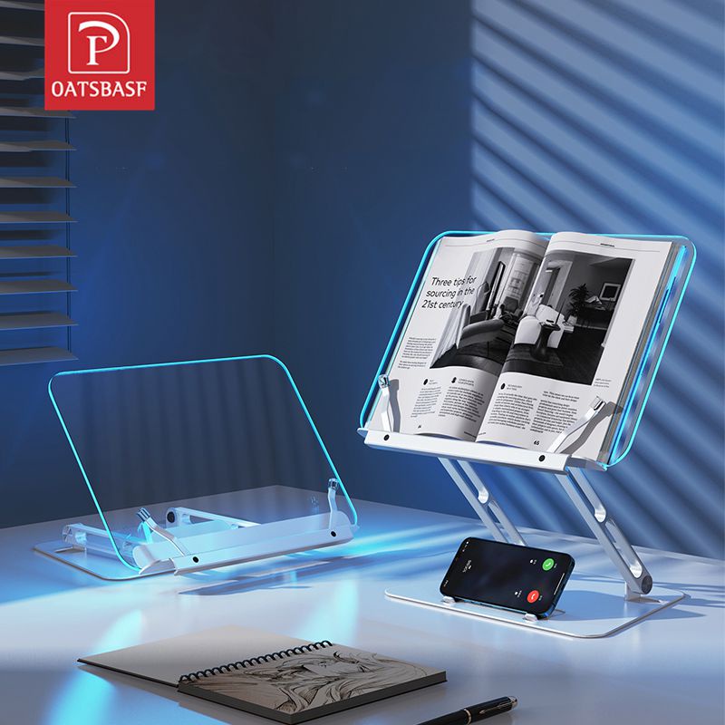 OATSBASF L12 ขาตั้งอ่านหนังสือ โต๊ะแล็ปท็อปแบบใส โต๊ะอ่านหนังสือ พับได้ อเนกประสงค์ ที่ตั้งหนังสือ A