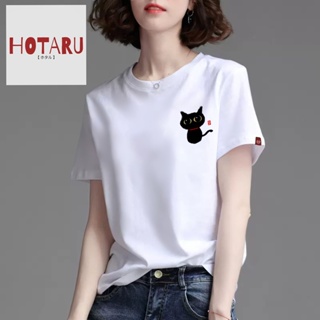 HOTARU 【Blackneko】 unisex minimalist 100% cotton t-shirt