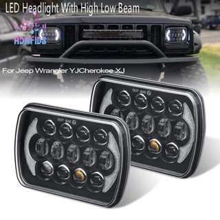 ไฟหน้า LED ทรงสี่เหลี่ยมผืนผ้า พร้อมไฟเลี้ยวสูง ต่ํา สําหรับ Jeep Wrangler YJ Cherokee XJ 1 คู่