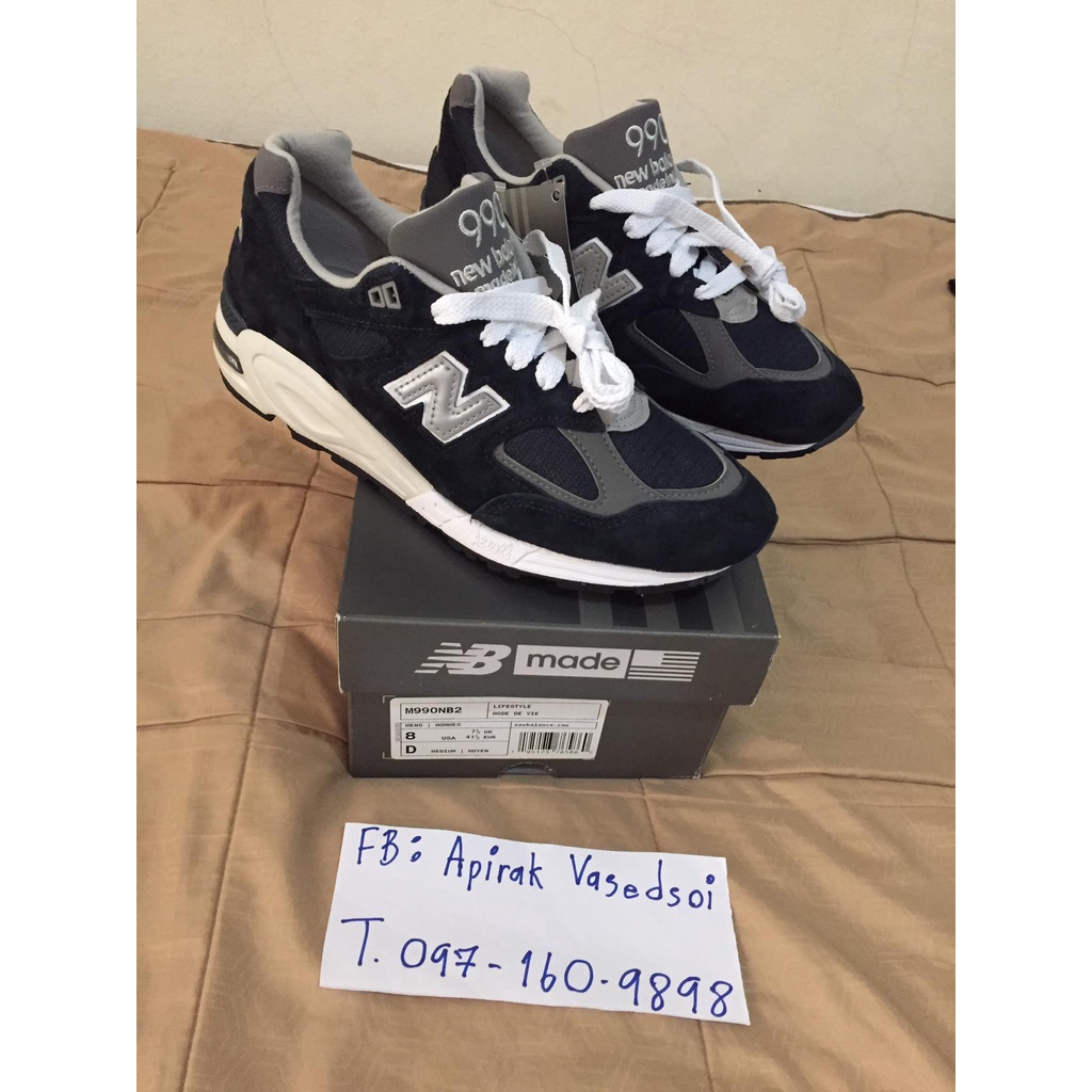 New Balance 990v2 M990NB2 Navy Made in USA Size 8 US แท้ 100%