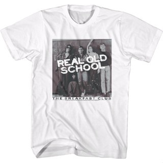 Real Old School Breakfast Club Shirt เสื้อคู่ เสื้อยืดสไตล์เกาหลี เสื้อตราหานคู่ เสื้อยืด