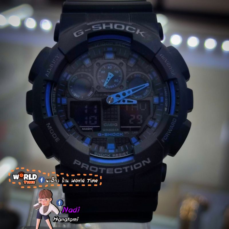 CASIO G-SHOCK รุ่น GA-100-1A2DR ดำน้ำเงิน ของแท้ประกันศูนย์