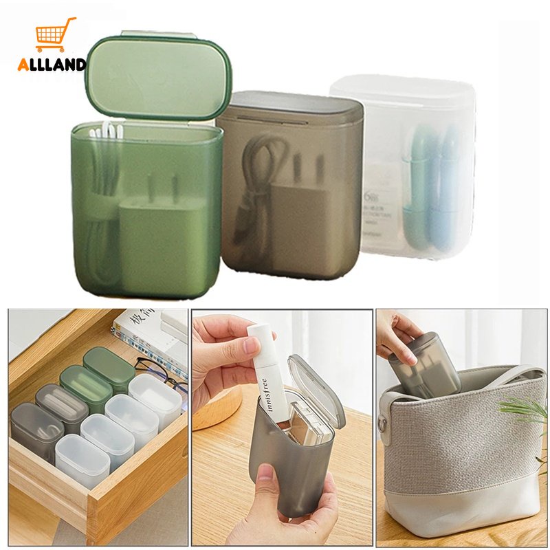 กล่องพลาสติก PP ใส พร้อมฝาปิด พกพาง่าย อเนกประสงค์ สําหรับเก็บสายชาร์จ หูฟัง ขนาดเล็ก