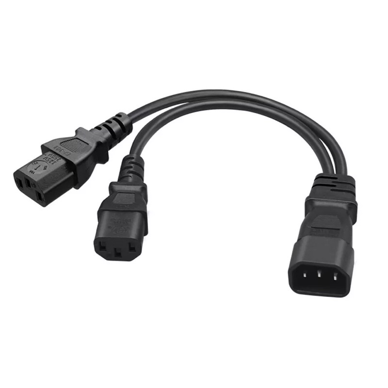 IEC320 C14 TO 2 X c13 Adapter Cable Power Extension Cable， C14 plug to dual socket C13 Splitter Cable，0.3m