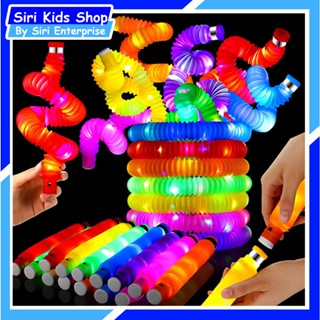 Pop Tube ท่อยืดหด รุ่นมีไฟ LED รุ่นสีพาสเทล ของเล่นเสริมพัฒนาการ สำหรับเด็ก ทุกวัย Siri Kids Shop