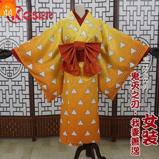 ☼☄☋Anime Cosplay Demon Slayer: Kimetsu no Yaiba Cosplay Costume Kimono Kamado Tanjirou Agatsuma Zenitsu Hashibira Inosuk