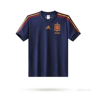 เสื้อกีฬาแขนสั้น ลายทีมชาติฟุตบอล World Cup AAA สไตล์สเปนเรโทร ไซซ์ S - XXL 2022