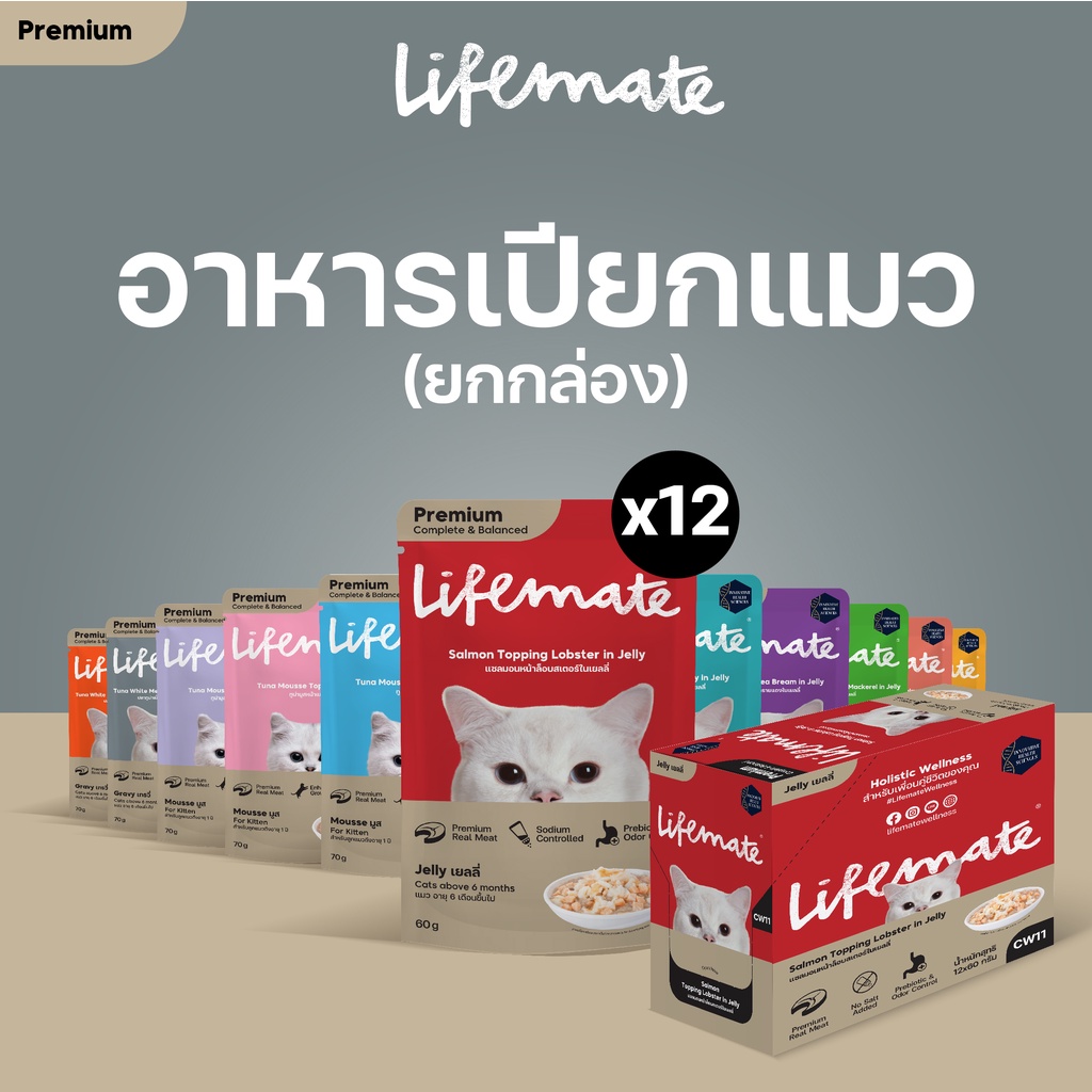 LIFEMATE Cat Wet Food อาหารเปียกแมว 1 กล่อง (12ซอง)