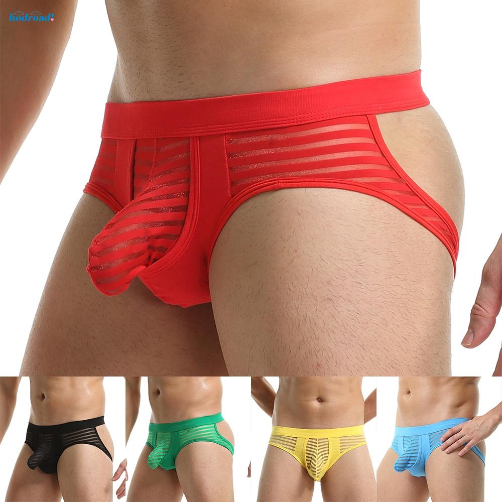【HODRD】Sexy Mens Striped Underwear Thong Mesh Sheer Lace Pouch G String Briefs Bikini【Fashion】 #3