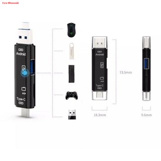 จัดส่งตรงจุด5 in 1 OTG Card Reader, USB 2.0 Micro TF SD Type-C Reader