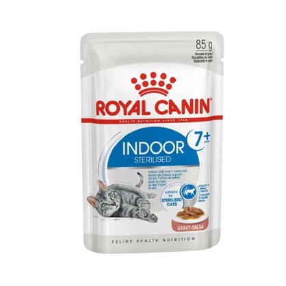 Royal Canin indoor 7+ Gravy pouch ยกกล่อง 12 ซอง สำหรับแมวอายุ 7 ปีขึ้นไปทุกสายพันธุ์
