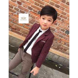 Red Boy Blazer เสื้อสูทเด็ก Boy Jacket Suit เสื้อสูทลำลอง สีแดง ขนาด 90 ถึง 110 หรือ ขนาด 7, 11 (2 ถึง 6 ปี)