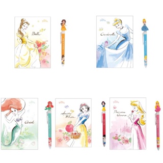 ( พร้อมส่ง ) Disney Princess Notebook &amp; Ballpoint Pen Set ชุดสมุดโน๊ตและปากกาเจ้าหญิงดิสนีย์ มี 5 ลาย