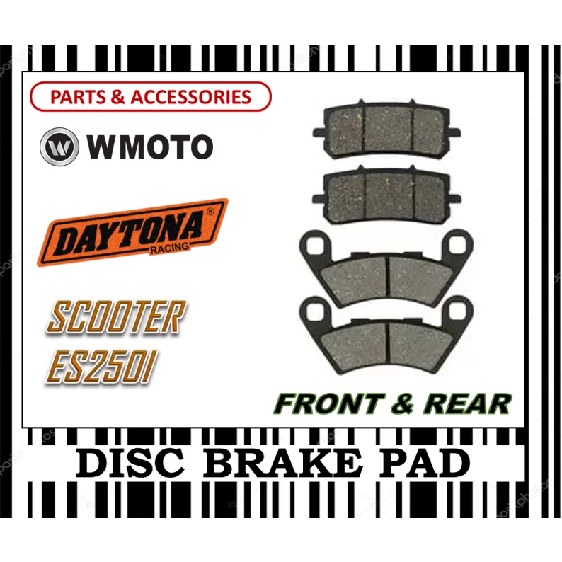 WMOTO ES250I ผ้าเบรคสกู๊ตเตอร์ชุด FR0NT & REAR DAYTONA TYPE