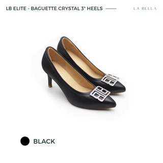 LA BELLA รุ่น LB ELITE BAGUETTE CRYSTAL 3 HEELS  - BLACK