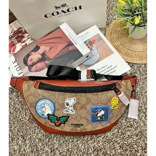 Coach X Peanuts Warren Belt Bag In Signature Canvas With Patches