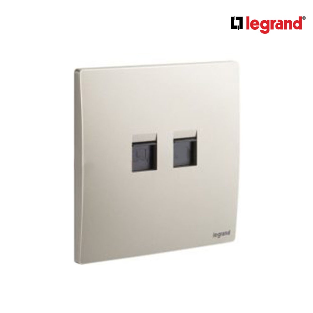 Legrand เต้ารับคอมพิวเตอร์ Lan CAT6 + เต้ารับโทรศัพท์ RJ11 สีแชมเปญ | Champaigne | 281166CH