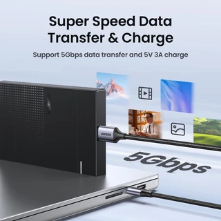 Ugreen USB C to Micro B 3.0 สายเคเบิ้ล 5Gbps 3A Fast Sync Cord สําหรับ Macbook ฮาร์ดดิสก์ไดรฟ์ HDD SSD เคส USB Type C Micro B สายเคเบิ้ล