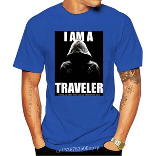 ใหม่ เสื้อยืดลําลอง แฟชั่นสําหรับผู้ชาย แขนสั้น พิมพ์ลาย I Am A Traveler SMIB Freemason (1)