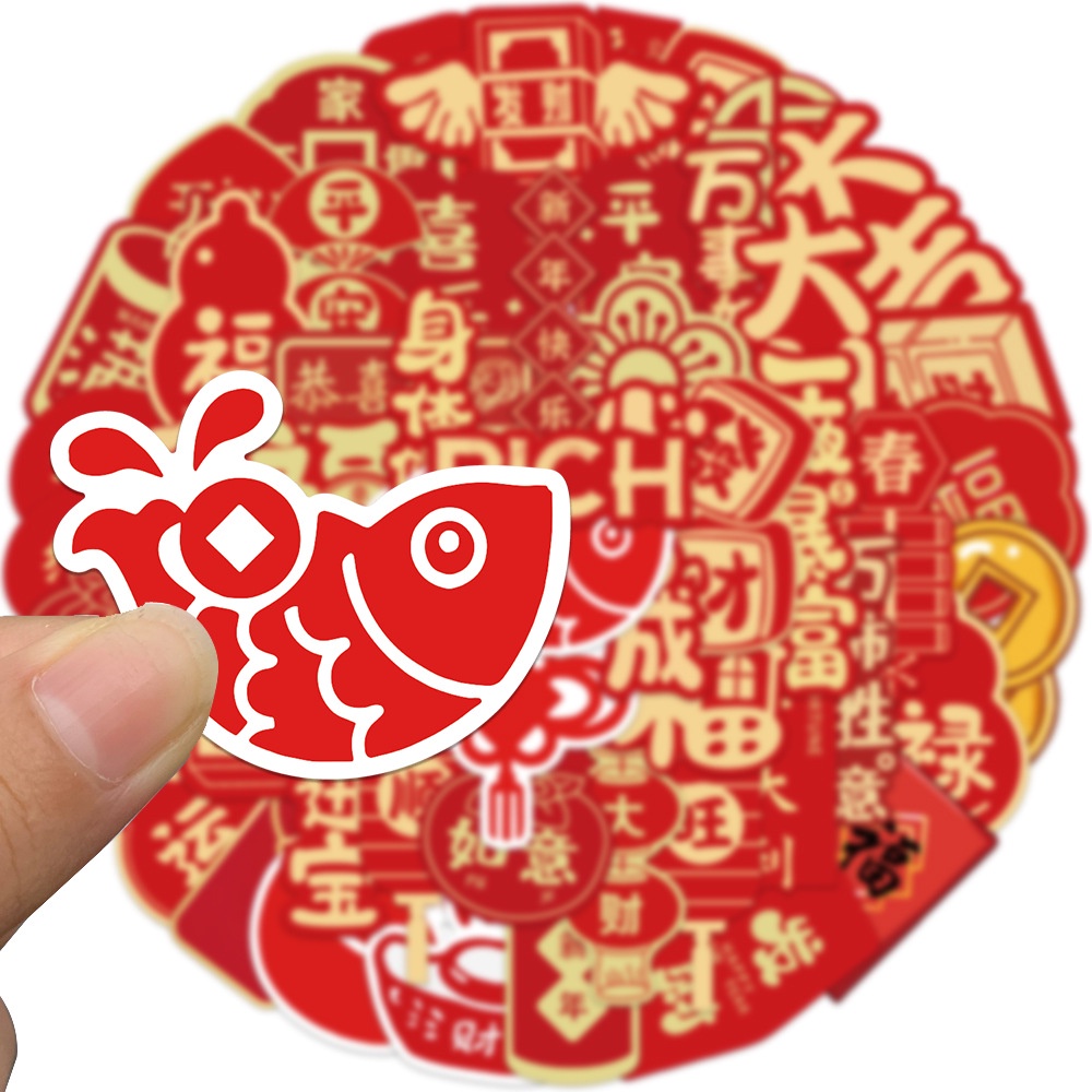 พร้อมส่ง ตรุษจีน โชคดี happy new year 春節 sticker สาวกระต่าย สติกเกอร์กันน้ำรูปแบบที่แตกต่างกัน 50ชิ้น