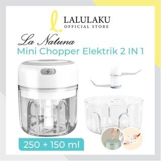 La Natuna Mini Chopper Portable Elektrik USB Rechargeable Blender Mpasi 2 in 1 250 ml 150ml