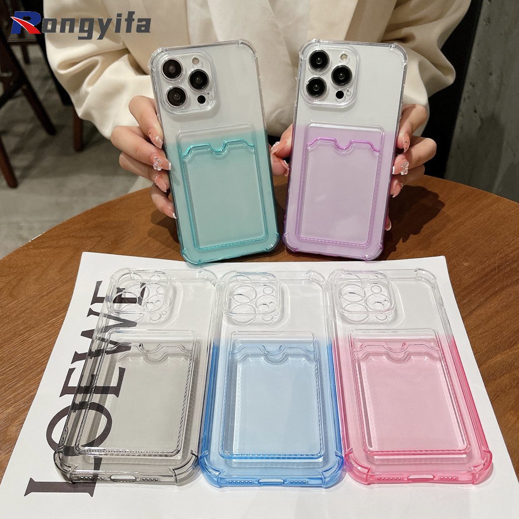 เคสโทรศัพท์มือถือแบบนิ่ม TPU ไล่โทนสี พร้อมช่องใส่บัตร สําหรับ OPPO Reno 8Z 7Z 8 Lite 7 Lite 6 5G 8 