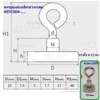 พร้อมส่ง👉 25มม. ตะขอแม่เหล็กแบบกลม ตะขอห่วงกลม ตะขอกลมพลังแม่เหล็กแรงดูดสูง #ETC004-025