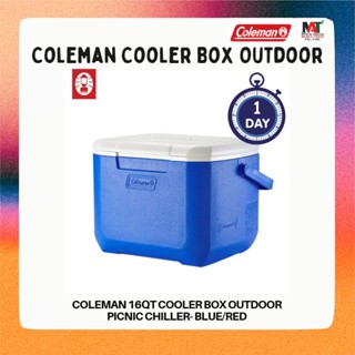 Coleman 16QT Cooler Box Outdoor Picnic Chiller- สีน้ำเงิน/สีแดง