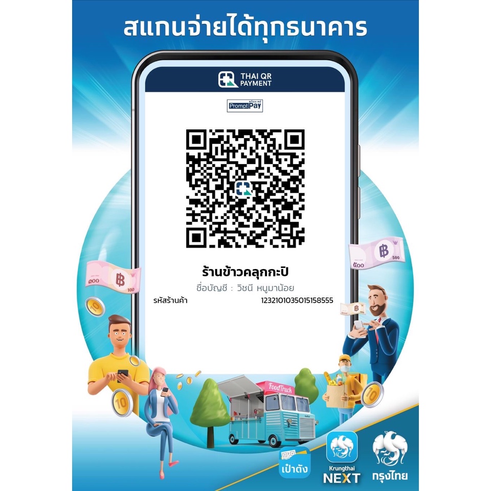 สติกเกอร์ QR Code สแกนจ่าย กันน้ำกันแดด