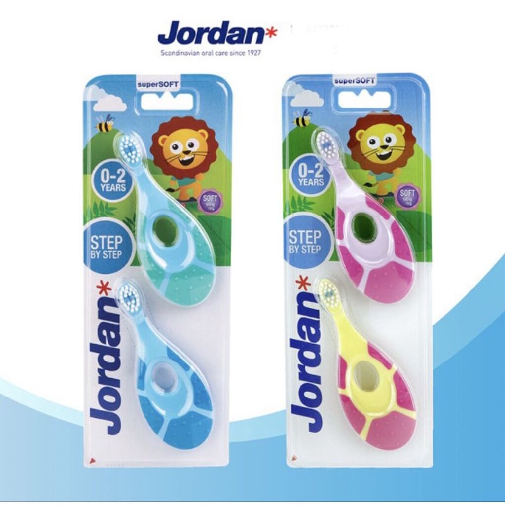 Jordan จอร์แดน แปรงสีฟันเด็ก Step 1 สำหรับเด็ก 0-2 ปี แพ็คคู่ 1 แพ็ค