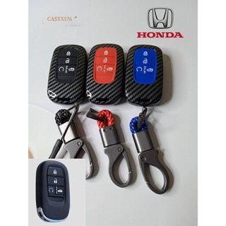 【พร้อมส่ง】เคสกุญแจรีโมตรถยนต์ ซิลิโคน ABS คาร์บอนไฟเบอร์ สําหรับ Honda New CRV HRV Civic 2022 2021 4 ปุ่ม