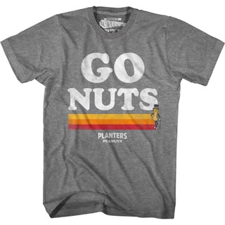 Go Nuts Planters T-Shirt เสื้อสาวอวบ เสื้อยืดคอกลม เสื้อคู่ เสื้อยืดสีขาวผู้หญิง